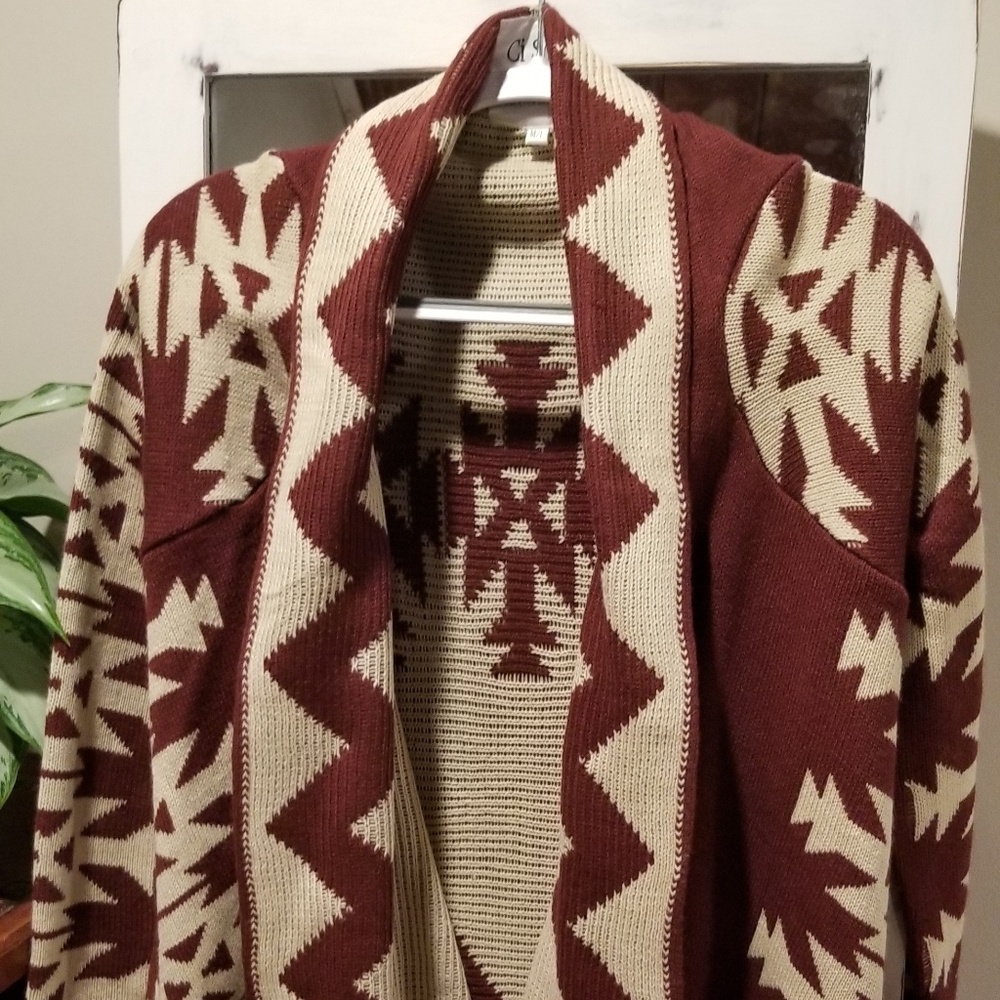 Aztec print sweater cardigan